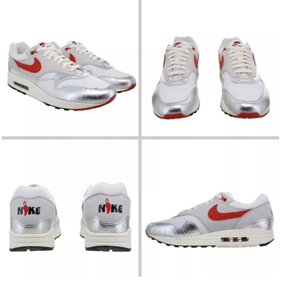 Nike Air Max 1 Premium SE Hot Sauce Mens Size 9Metallic Silver HF7746 100 - Picture 1 of 5